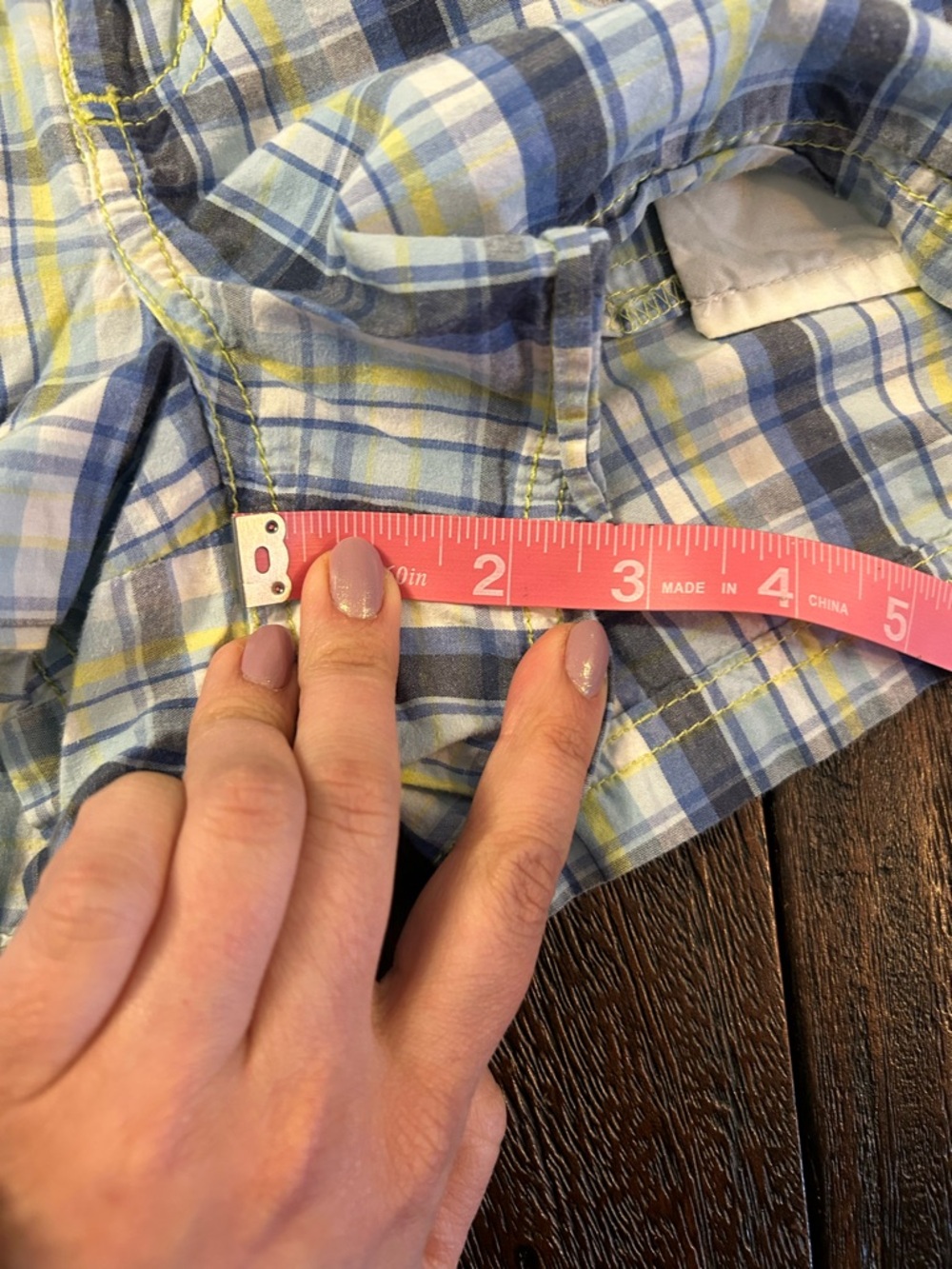 Y2K Vintage Blue and Yellow Plaid Low Rise Shorts - Picture 9 of 10